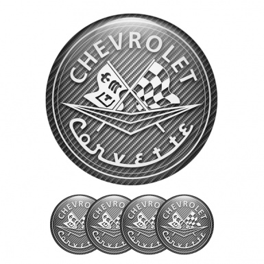 Chevrolet Corvette 3D Silicone Stickers Wheel Center Cap Carbon