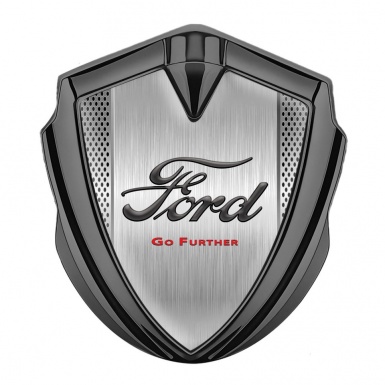 Ford Emblem Badge Self Adhesive Graphite Metallic Mesh Go Further Slogan