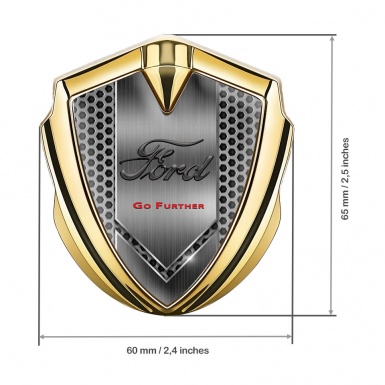 Ford Emblem Trunk Badge Gold Dark Hex Brushed Metal Go Further Logo