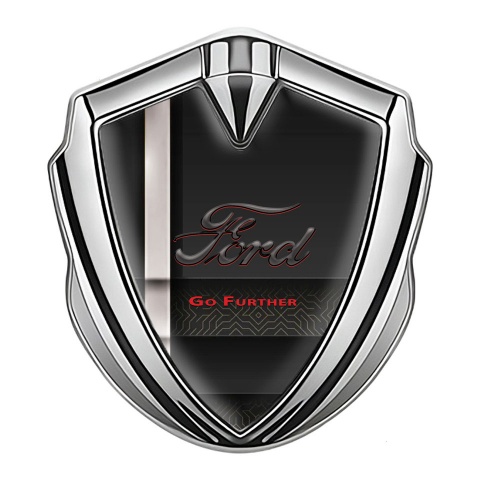 Ford Emblem Self Adhesive Silver Mechanical Base Sport Stripe Edition