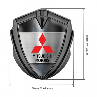 Mitsubishi Bodyside Emblem Badge Graphite Brushed Metal Classic Red Logo