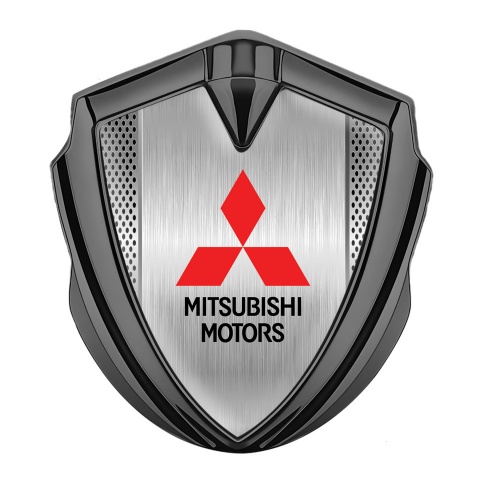 Mitsubishi Trunk Emblem Badge Graphite Light Metal Mesh Classic Design