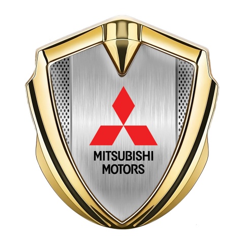 Mitsubishi Trunk Emblem Badge Gold Light Metal Mesh Classic Design