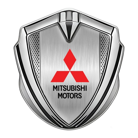 Mitsubishi Trunk Emblem Badge Silver Light Metal Mesh Classic Design