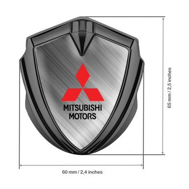 Mitsubishi Bodyside Domed Emblem Graphite Brushed Steel Red Logo