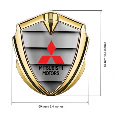 Mitsubishi Bodyside Emblem Self Adhesive Gold Metal Shutter Effect