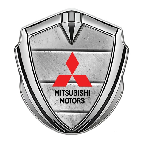 Mitsubishi Metal Emblem Self Adhesive Silver Stone Panel Effect Design