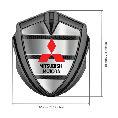 Mitsubishi Metal 3D Domed Emblem Graphite Dark Cells Base Red Edition
