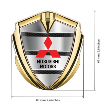 Mitsubishi Metal 3D Domed Emblem Gold Dark Cells Base Red Edition