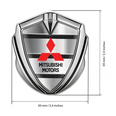 Mitsubishi Metal 3D Domed Emblem Silver Dark Cells Base Red Edition