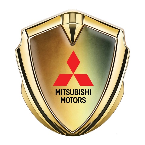 Mitsubishi Bodyside Badge Self Adhesive Gold Color Gradient Motif