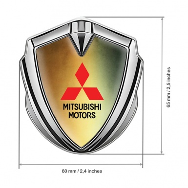Mitsubishi Bodyside Badge Self Adhesive Silver Color Gradient Motif