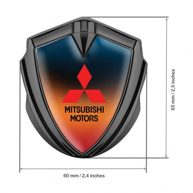 Mitsubishi Emblem Badge Self Adhesive Graphite Multicolor Gradient Motif