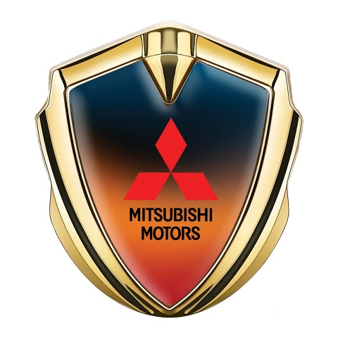Mitsubishi Emblem Badge Self Adhesive Gold Multicolor Gradient Motif