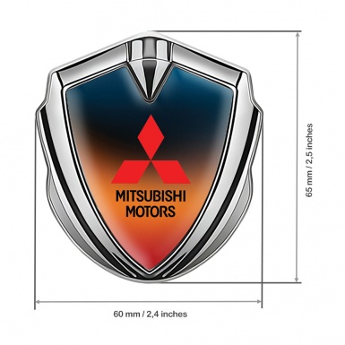 Mitsubishi Emblem Badge Self Adhesive Silver Multicolor Gradient Motif