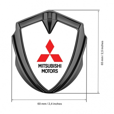 Mitsubishi Fender Emblem Badge Graphite White Base Red Classic Logo