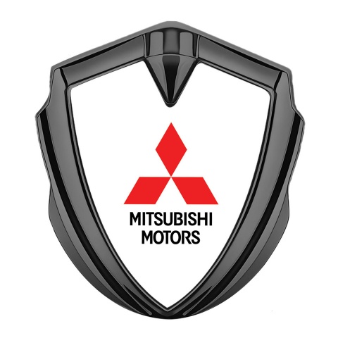 Mitsubishi Fender Emblem Badge Graphite White Base Red Classic Logo