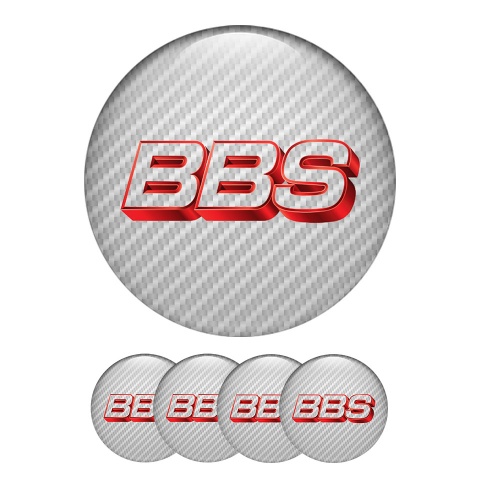 BBS Center Hub Dome Stickers Gray and Red Outline Logo
