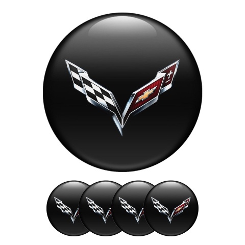 Chevrolet Corvette Silicone Stickers Center Cap Black with 3D Logo