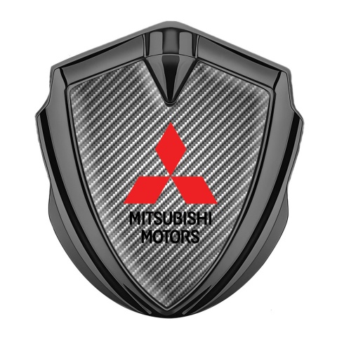 Mitsubishi Emblem Self Adhesive Graphite Light Carbon Red Logo Edition