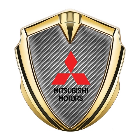 Mitsubishi Emblem Self Adhesive Gold Light Carbon Red Logo Edition