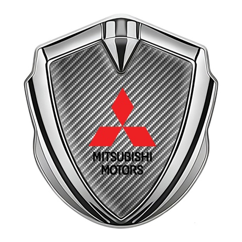 Mitsubishi Emblem Self Adhesive Silver Light Carbon Red Logo Edition