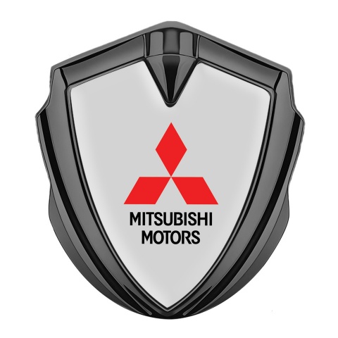 Mitsubishi Trunk Emblem Badge Graphite Moon Grey Base Red Logo Design