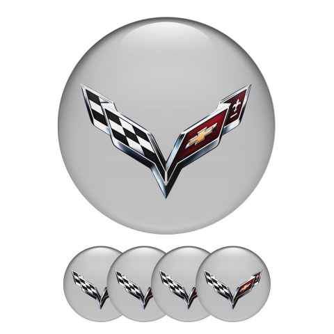 Chevrolet Corvette Silicone Stickers Center Cap Grey with 3D Logo