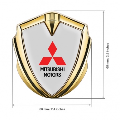 Mitsubishi Trunk Emblem Badge Gold Moon Grey Base Red Logo Design