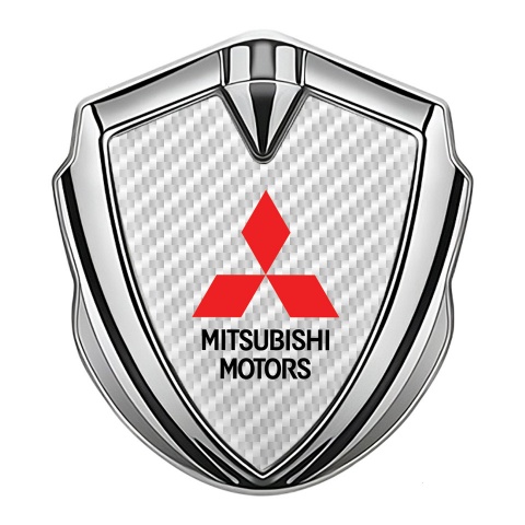 Mitsubishi Emblem Car Badge Silver White Carbon Red Classic Logo