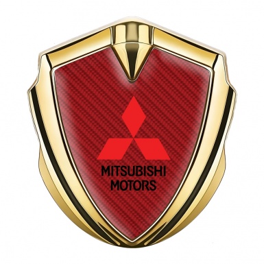 Mitsubishi Bodyside Domed Emblem Gold Red Carbon Crimson Logo
