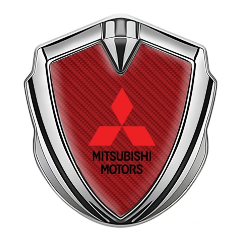 Mitsubishi Bodyside Domed Emblem Silver Red Carbon Crimson Logo