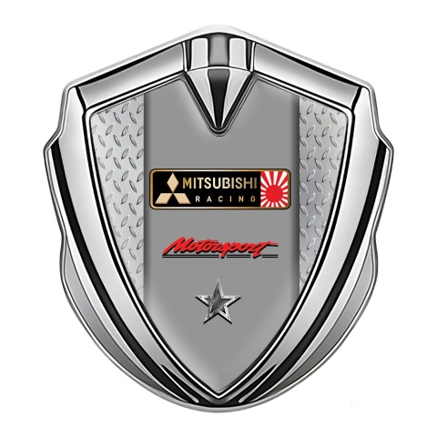 Mitsubishi Bodyside Emblem Self Adhesive Silver Japan Racing Edition