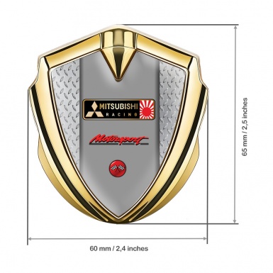 Mitsubishi Metal Emblem Self Adhesive Gold Treadplate Racing Flags