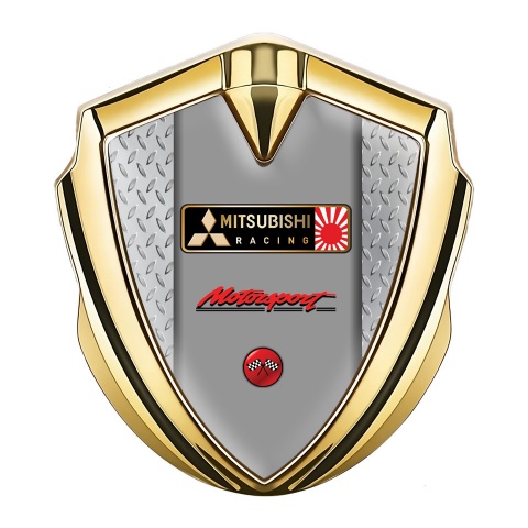 Mitsubishi Metal Emblem Self Adhesive Gold Treadplate Racing Flags