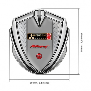 Mitsubishi Metal Emblem Self Adhesive Silver Treadplate Racing Flags