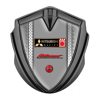 Mitsubishi Metal 3D Domed Emblem Graphite Rivet Panel Motorsport Logo