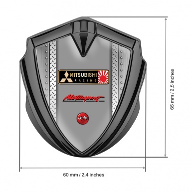 Mitsubishi Metal 3D Domed Emblem Graphite Rivet Panel Motorsport Logo