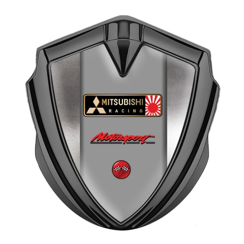Mitsubishi Emblem Badge Self Adhesive Graphite Steel Pattern Racing Flags