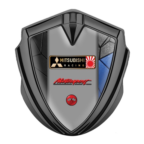 Mitsubishi Emblem Trunk Badge Graphite Grey Blue Mosaic Motorsport Logo