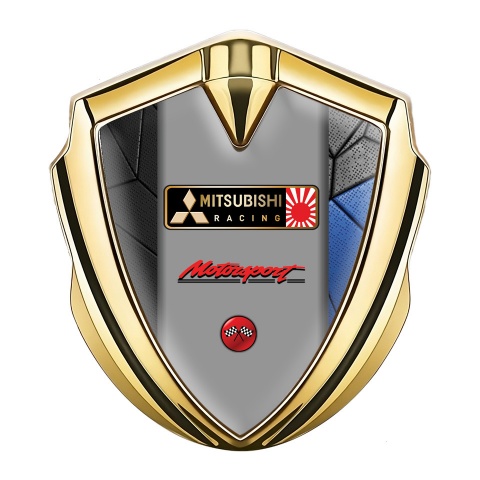 Mitsubishi Emblem Trunk Badge Gold Grey Blue Mosaic Motorsport Logo