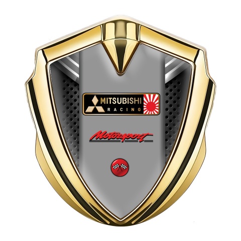 Mitsubishi Emblem Self Adhesive Gold Dark Mesh Japan Racing Flag
