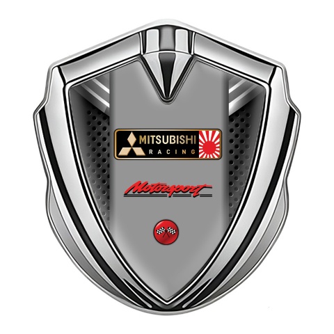 Mitsubishi Emblem Self Adhesive Silver Dark Mesh Japan Racing Flag