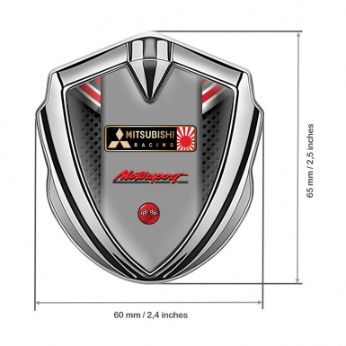 Mitsubishi Bodyside Emblem Badge Silver Red Fragments Racing Design