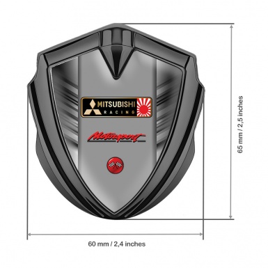 Mitsubishi Emblem Car Badge Graphite Grey Shades Racing Flag Design
