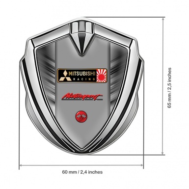 Mitsubishi Emblem Car Badge Silver Grey Shades Racing Flag Design