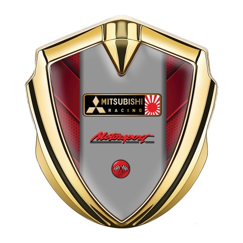 Mitsubishi Bodyside Domed Emblem Gold Red Elements Motorsport Logo
