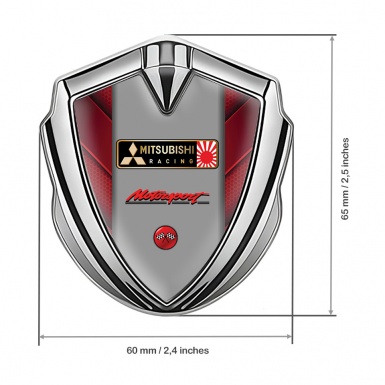 Mitsubishi Bodyside Domed Emblem Silver Red Elements Motorsport Logo