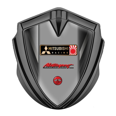 Mitsubishi Bodyside Emblem Self Adhesive Graphite Grey Stripes Racing Flags