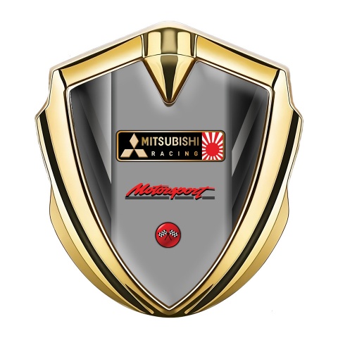 Mitsubishi Bodyside Emblem Self Adhesive Gold Grey Stripes Racing Flags